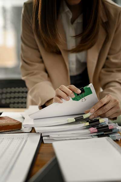 woman filing papers